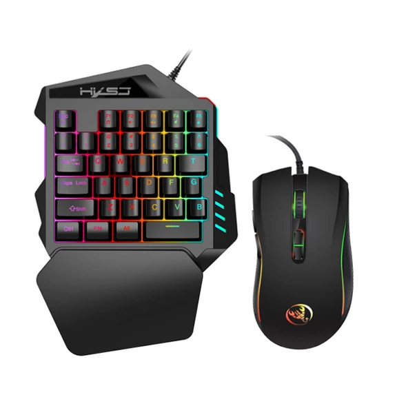 HXSJ V100+ A869 Gaming 7200 DPI 7  RGB ışıklı Oyuncu Klavye+Oyuncu Mouse