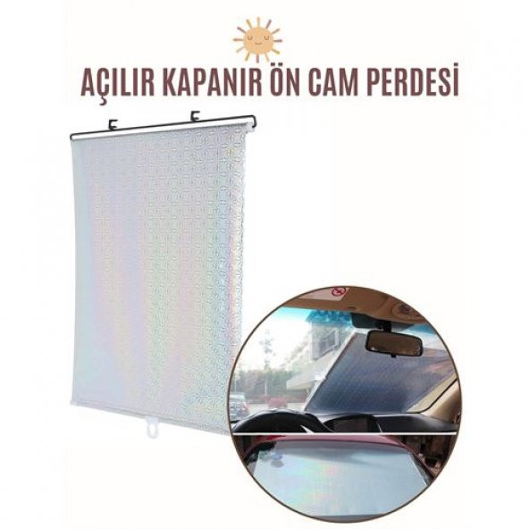FinDit Aynalı Yansıtıcılı Açılır Kapanır Ön Cam Perdesi