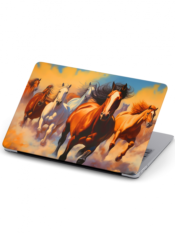 Macbook Air Kılıf 13.3 inç A1369-A1466 MacAi17 Şeffaf Koruyucu Kapak Atlar Koşarken