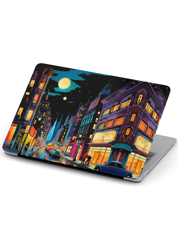 Macbook Air (M1) Kılıf 13.3 inç A2179-A2337 MacAi10 Şeffaf Sert Kapak Newyork Sokaklarında