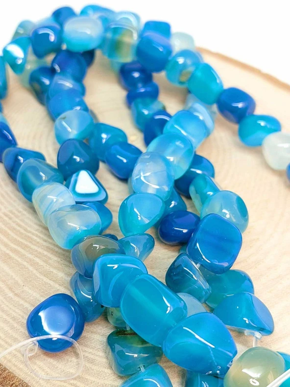 Akik Mavi Doğal Tımbıl Taşlar Dizi - Resim 4