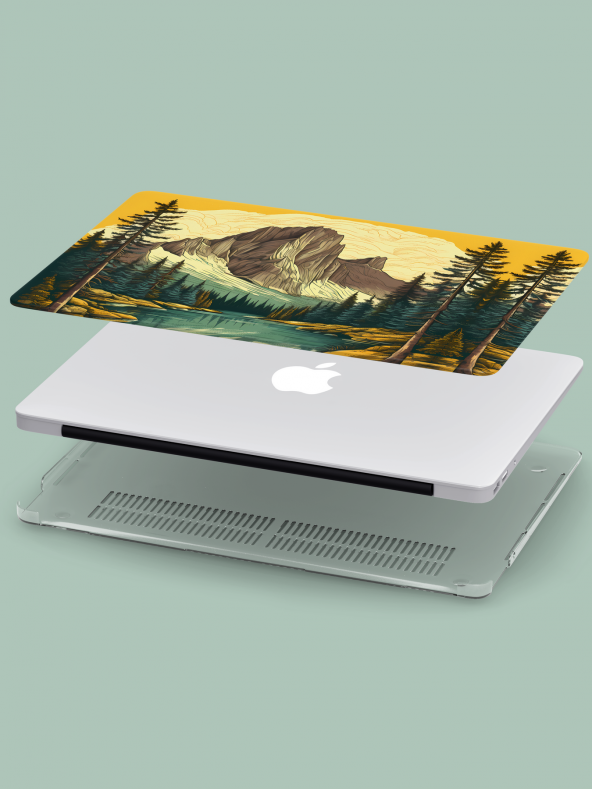 Macbook Pro Kılıf 16 inç A2141 MacAi26 Şeffaf Sert PVC Dağ Manzarası - Resim 2