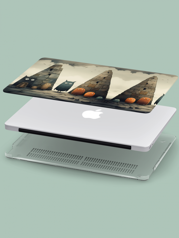 Macbook Pro Kılıf 16 inç A2141 MacAi14 Şeffaf PVC Koruyucu Kapak Sevimli Canavarlar - 2