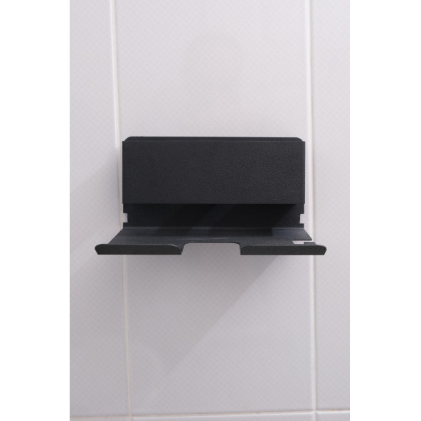 Risingmaber Siyah Metal Yapışkanlı Saç Kurutma Askısı, Yapışkanlı Banyo Düzenleyici Organizer Fön Makinelik - 3