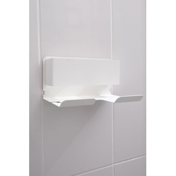 Risingmaber Beyaz Metal Yapışkanlı Saç Kurutma Askısı, Yapışkanlı Banyo Düzenleyici Organizer Fön Makinelik - 3