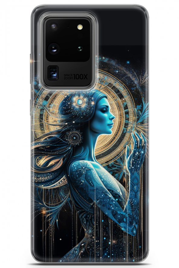 Samsung Galaxy S20 Ultra Kılıf Kingo 23 Mavi Girdap Telefon Kabı