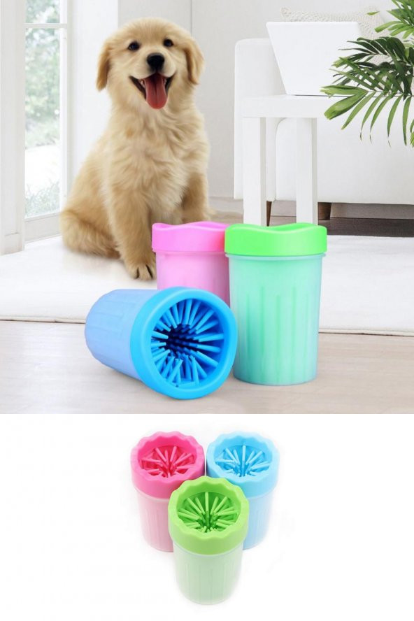 FinDit Pati Ayak Yıkama Kovası Silikon Jel Fırçalı Kedi Köpek  (Küçük)