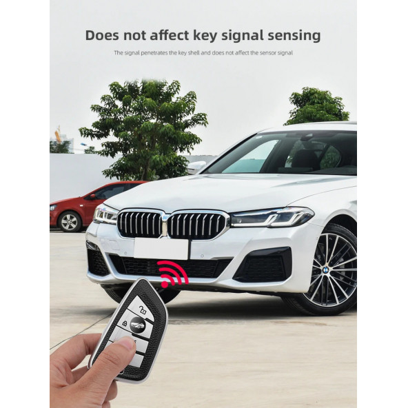 BMW 1 2 3 5 ve X G SERİSİ TPU ANAHTARLIK KILIF (SİYAH-GÜMÜŞ) - Resim 2