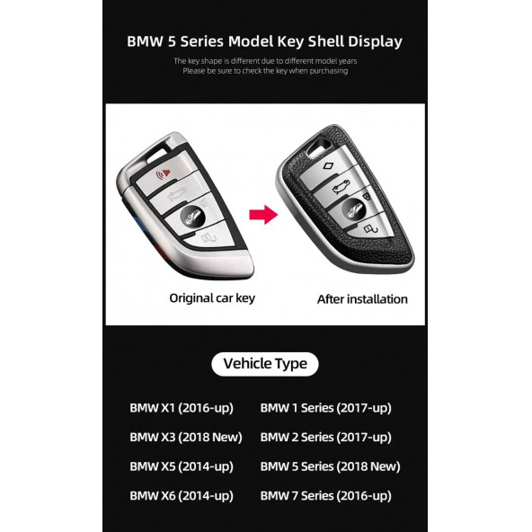 BMW 1 2 3 5 ve X G SERİSİ TPU ANAHTARLIK KILIF (SİYAH-GÜMÜŞ) - Resim 4