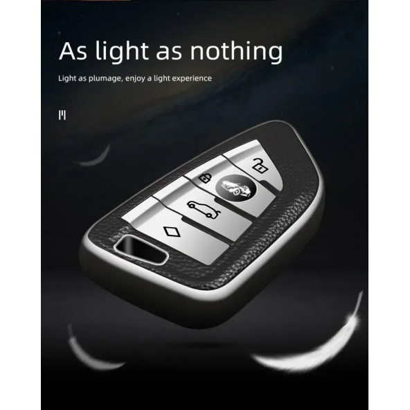 BMW 1 2 3 5 ve X G SERİSİ TPU ANAHTARLIK KILIF (SİYAH-GÜMÜŞ) - Resim 5