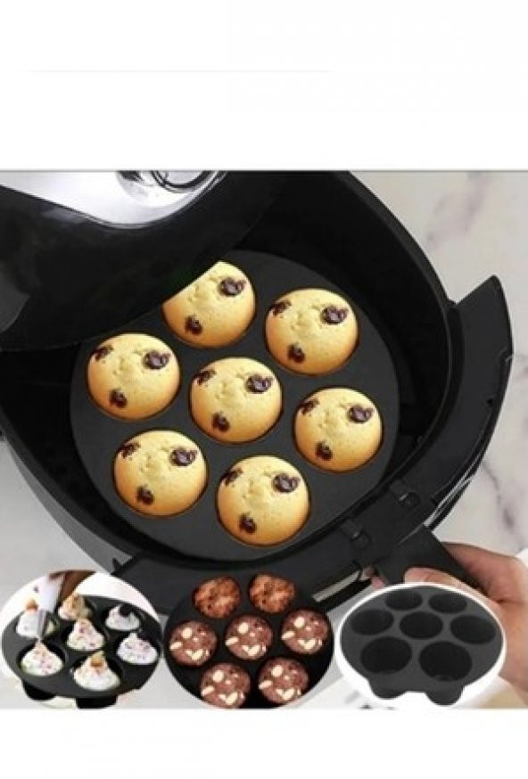 FinDit Antrasit Airfryer Silikon Pişirme Kabı Hava Fritözü Kabı Aksesuar Tüm Fritözlere Uyumlu