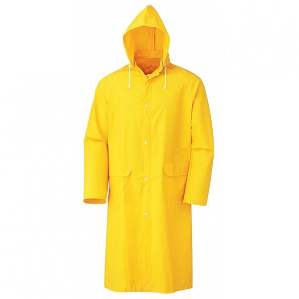 Kapşonlu Cepli Lüx Yağmurluk Sarı - Standart Beden 2XL (Findit)