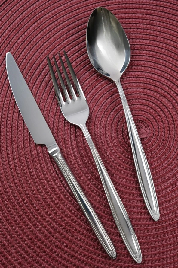 Lugga Sare Yemek Çatal Kaşık Bıçak Takımı 6 Kişilik 18 Parça - 3