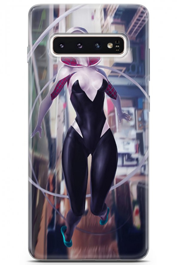 Samsung Galaxy S10 Uyumlu Kılıf Dc 26 Spider Girls Soft Kapak Beyaz