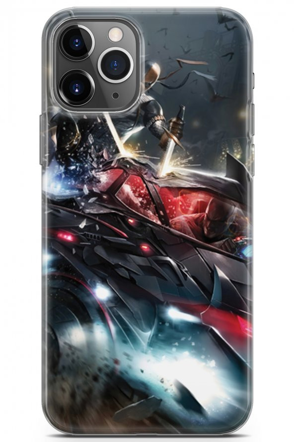 Apple iPhone 11 Pro Uyumlu Kılıf Dc 07 Batman vs Deathstroke Desenli Kılıf Antrasit - 1
