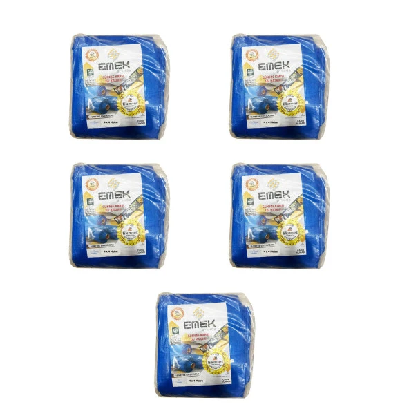 Emek Çadır Kumaşı Branda Tente UV Güneşlik Gölgelik Koruma Yağmur Su Geçirmez - 4x4 Metre - 5 Paket
