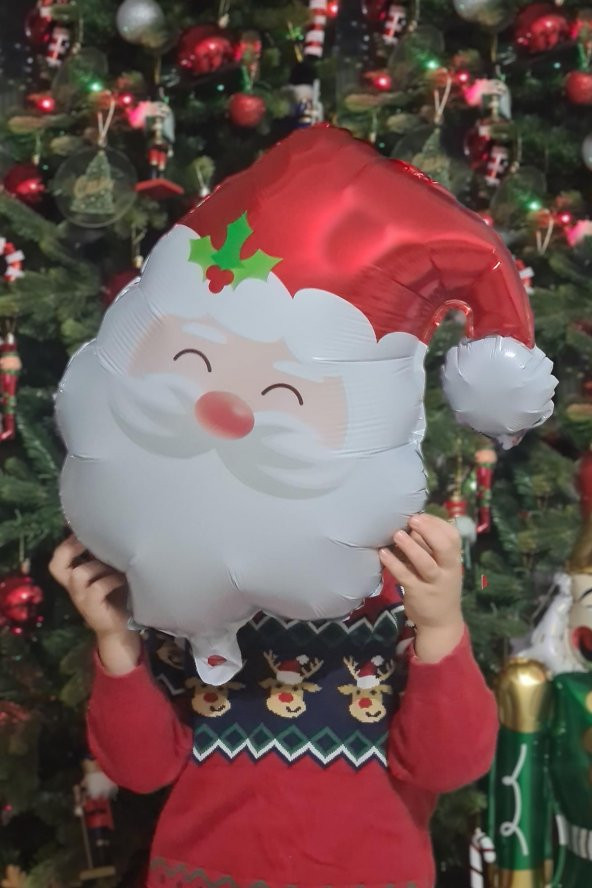 Noel Baba Balonu Yılbaşı Süsleri Noel Baba Kafası Balon 45cm