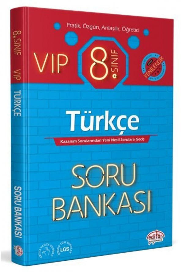 Editör Yayınları 8. Sınıf Vıp Türkçe Soru Bankası
