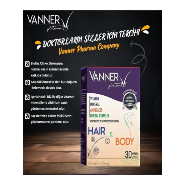 Vanner Pharma Vanner Platinum Hair&body Multivitamin 30 Kapsül - 1