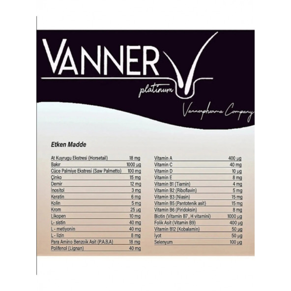 Vanner Pharma Vanner Platinum Hair&body Multivitamin 30 Kapsül - 3