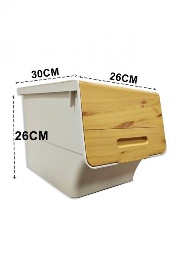 Motek Patateslik Soğanlık Sepeti Oyuncak Kutusu Tekerlekli Organızer Çok Amaçlı Kutu 4X12Lt-Bambu+Krem - 7