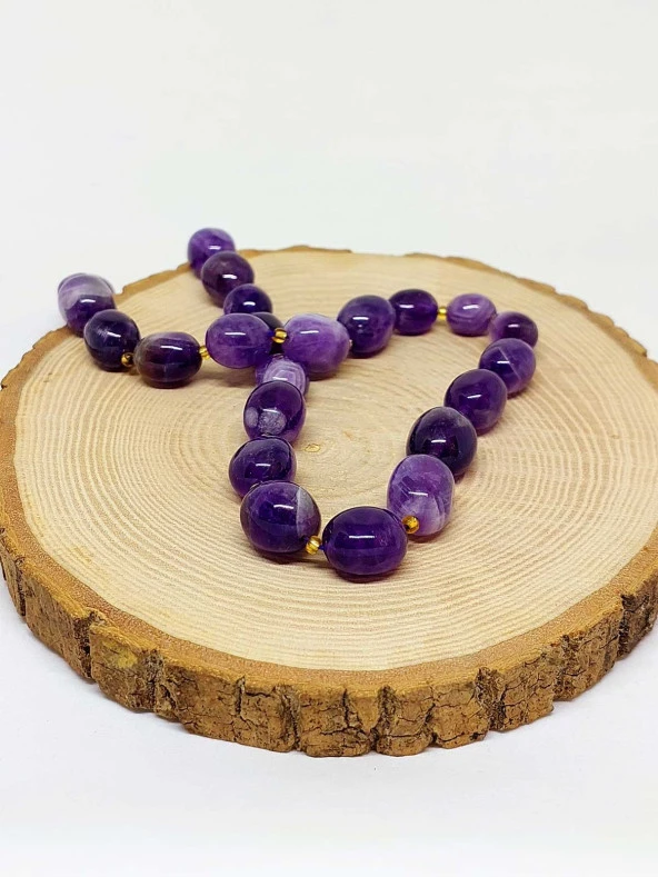 Ametist Taşı Koyu Renk Şekilli Dizi (44555) - Resim 2