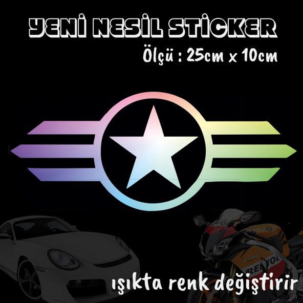 Askeri yıldız sticker - Hologram etiket yapıştırma 2 adet