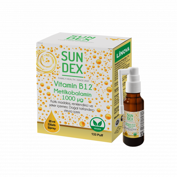 SUNDEX Vitamin B12 Metilkobalamin 1000 mcg 20 ml Dilaltı Sprey