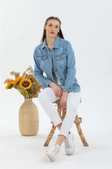 Kadın Yeni Model Kot Ceket 12141226 - 5