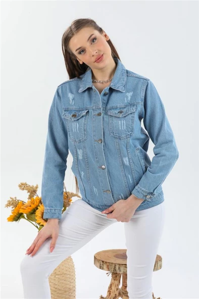 Kadın Yeni Model Kot Ceket 12141226 - 3