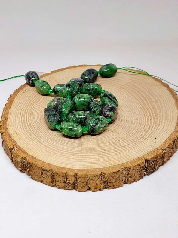 Anyolit (Rubizoit- Rubyzoisit) Taşı Şekilli Dizi (44590) - Resim 3