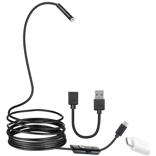Powermaster 3İn1 Micro Usb+Type C+Pc 8 Mm Işıklı 5 Metre Endeskop Yılan Kamera - 2