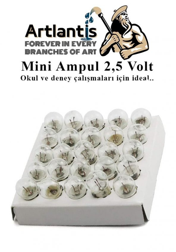 Mini Ampul 2,5 Volt 25 Adet 1 Paket Küçük Elektrik Deney Ampulü 2.5 v Okul Sınıf Elektrik Devre Deney Ampulü - 2