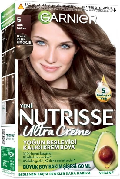 Garnier Nutrisse Yoğun Besleyici Kalıcı Krem Saç Boyası 5 Açık Kahve