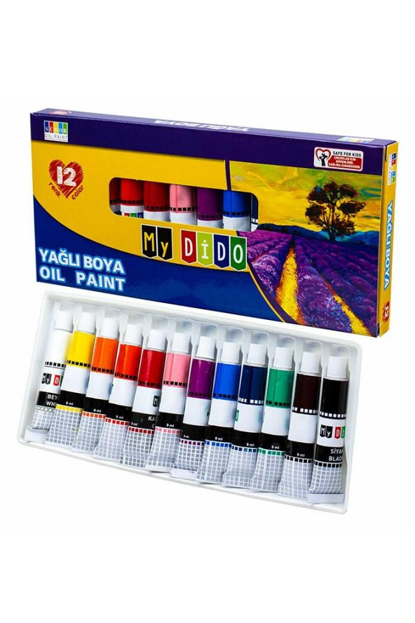 Yağlı Boya Hobi Boyama Seti 1 Paket 25x35 cm Tuval 12 li Yağlı Boya Tüp Resim Paleti Fırça Seti 6 lı - 7