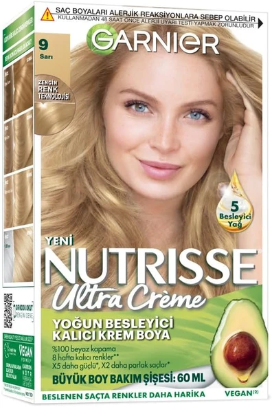 Garnier Nutrisse Yoğun Besleyici Kalıcı Krem Saç Boyası 9 Sarı