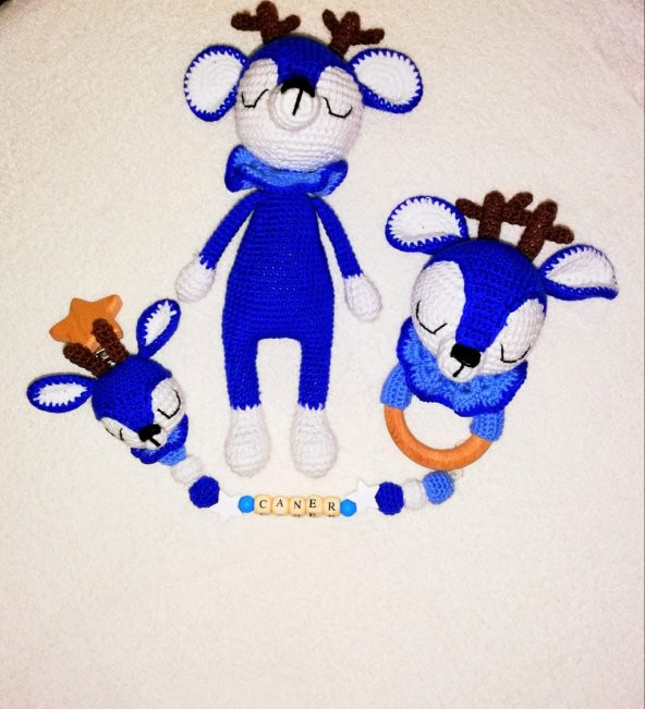 Uykucu Geyik Uyku Arkadaşı Takımı Amigurumi Organik Oyuncak