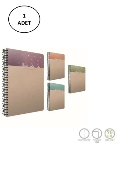 Gıpta Basic Notes Spiralli Sert Kapak Not Defteri A5 100 Yaprak Kareli ürün görseli 1