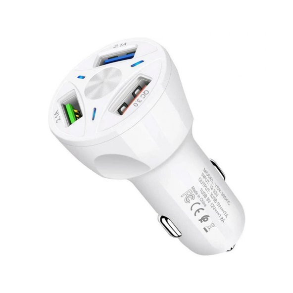 POWERMASTER TE-091 3LÜ USB ÇAKMAKLIK POWER 3.0 HIZLI ARAÇ ŞARJ CİHAZI