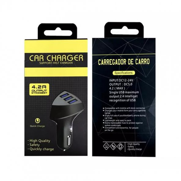 Powermaster 4.2 Amper 3Xusb Çakmaklık Hızlı Araç Şarj Cihazı PM-2417 - Resim 2