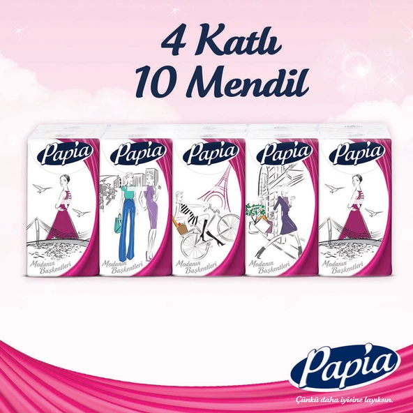 Papia Modanın Başkentleri 300 Adet Cep Mendili (10 Adet x 30 Paket)