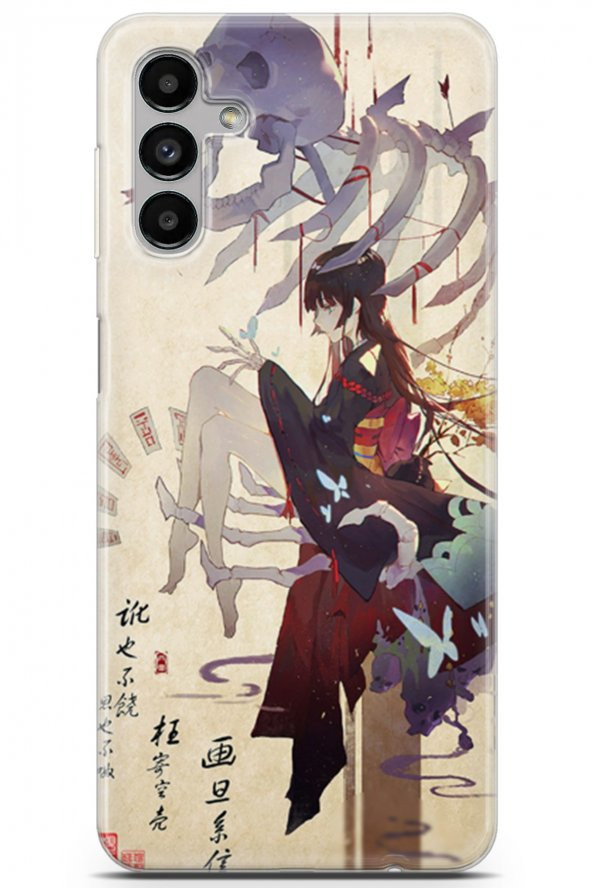 Samsung Galaxy A13 5G Uyumlu Kılıf Anime 13 Kurukafa Case Kapak Krem