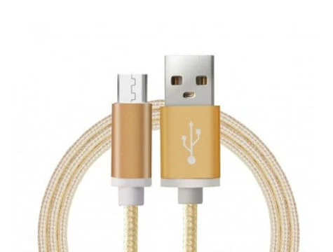 Android Örgü Şeklinde Renkli Çelik Şarj Data Kablosu - Gold - 3