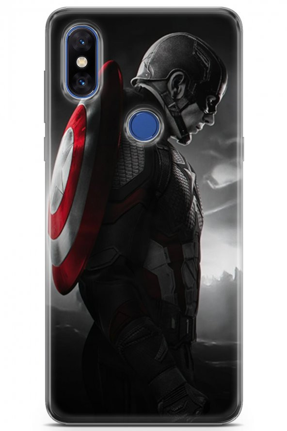 Xiaomi Mi Mix 3 Uyumlu Kılıf Supers 18 Captain America Parlak Kılıf Siyah
