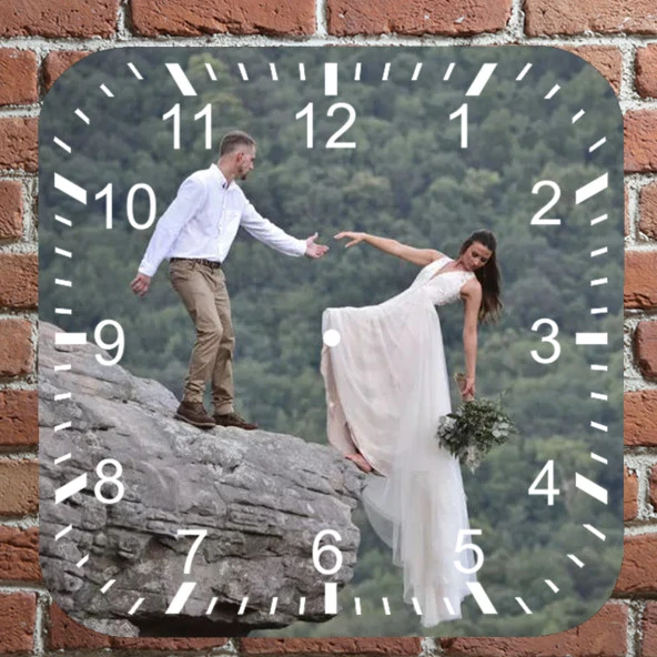 28 Cm Kare Duvar Saati Kişiye Özel Model 5
