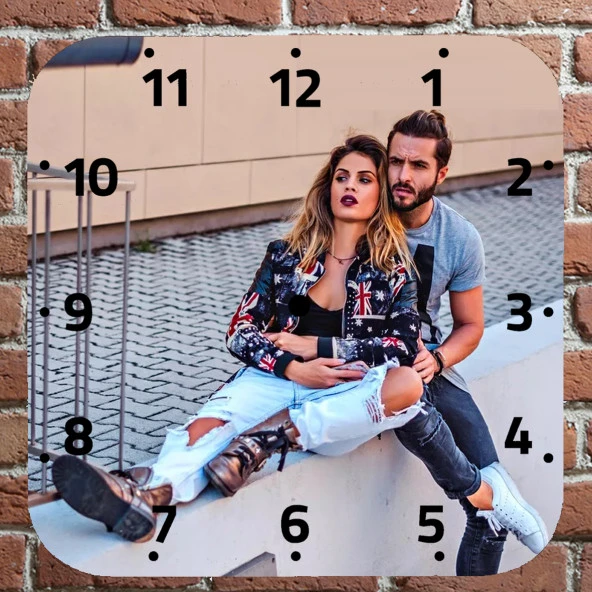 28 Cm Kare Duvar Saati Kişiye Özel Model 2