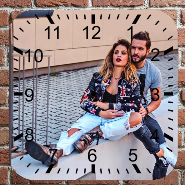 28 Cm Kare Duvar Saati Kişiye Özel Model 1