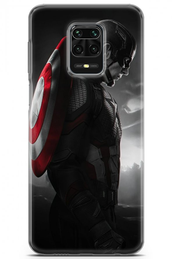 Xiaomi Redmi Note 9s Uyumlu Kılıf Supers 18 Captain America Parlak Kılıf Siyah