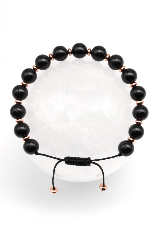 Siyah Turmalin - Hematit Doğal Taş Makrome Örme Bileklik ürün görseli