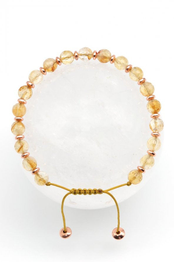 Sitrin Doğal Taş Makrome Örme Bileklik Fasetli Kesim ürün görseli